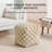 Marta 20" Beige Checkered Upholstered Pouf Ottoman-117292685