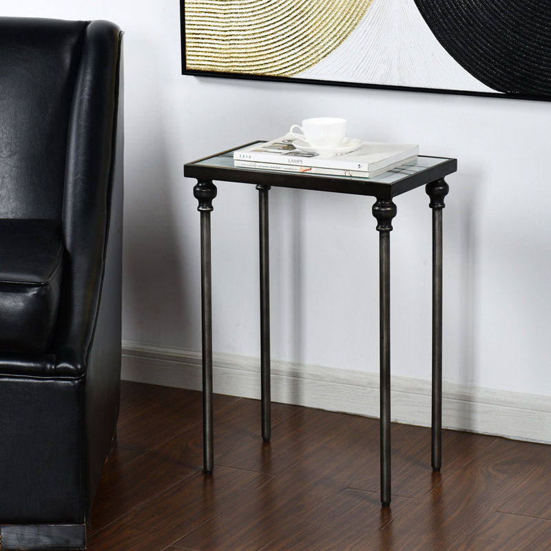 Austin Allen James - Table d'appoint - Petite structure en fer - Finition satinée, Blanc, Noir