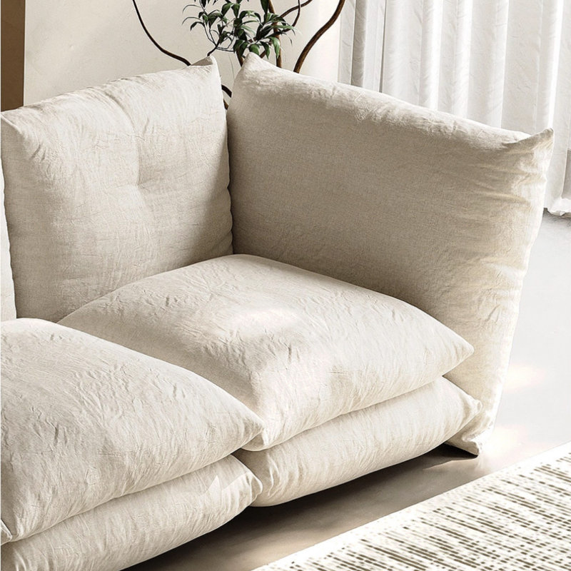 Canapé italien blanc cassé en tissu italien minimaliste, L 86,61 po