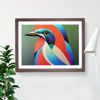 Angelical Kingfisher Bird Abstract - Framed Print