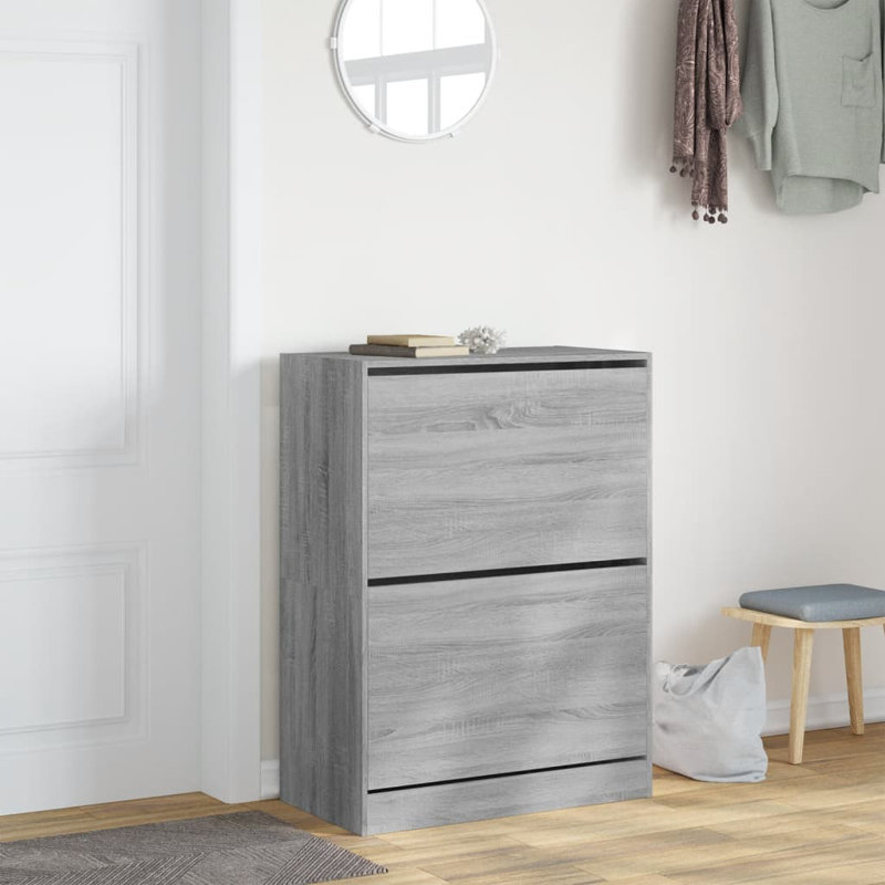 12 Pair Shoe Storage Cabinet, Grey Sonoma