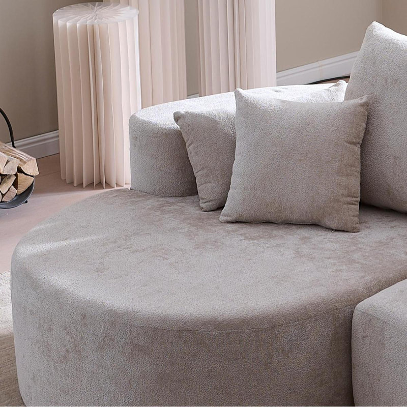 106 po Canapé modulaire courbé en tissu 2 pièces avec méridienne pour le salon - doublure argent, Silver