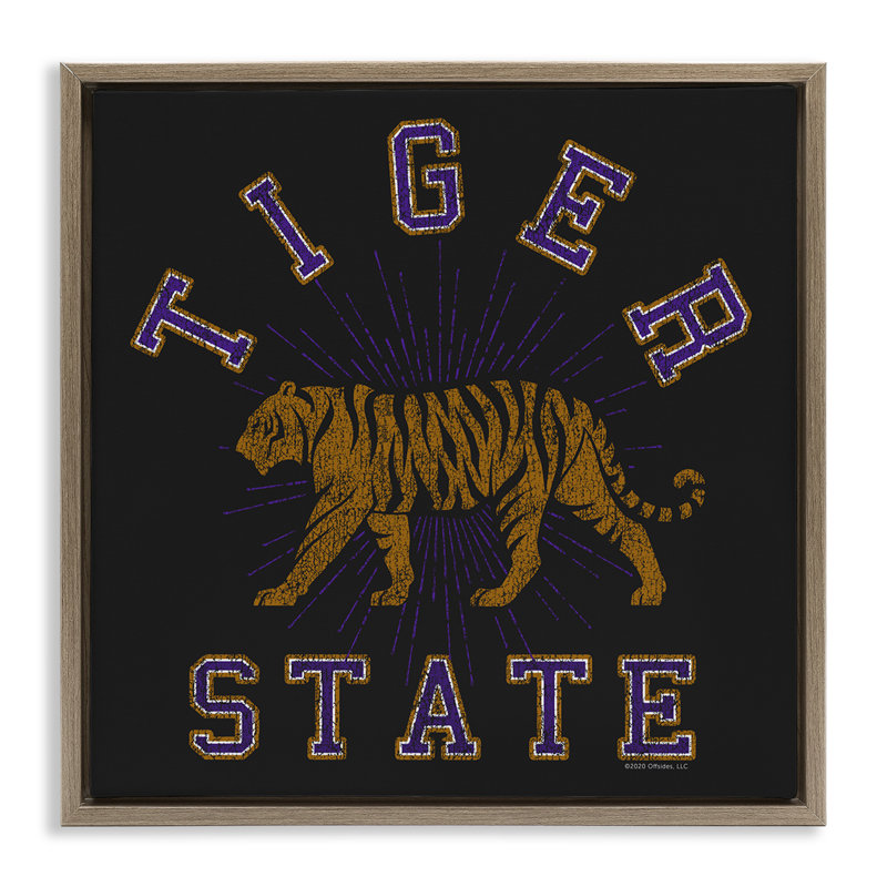 Art mural rétro sur toile flottante «Tiger State» par Spirit Animals / Life Is High, Cadre flottant orme Montalcino