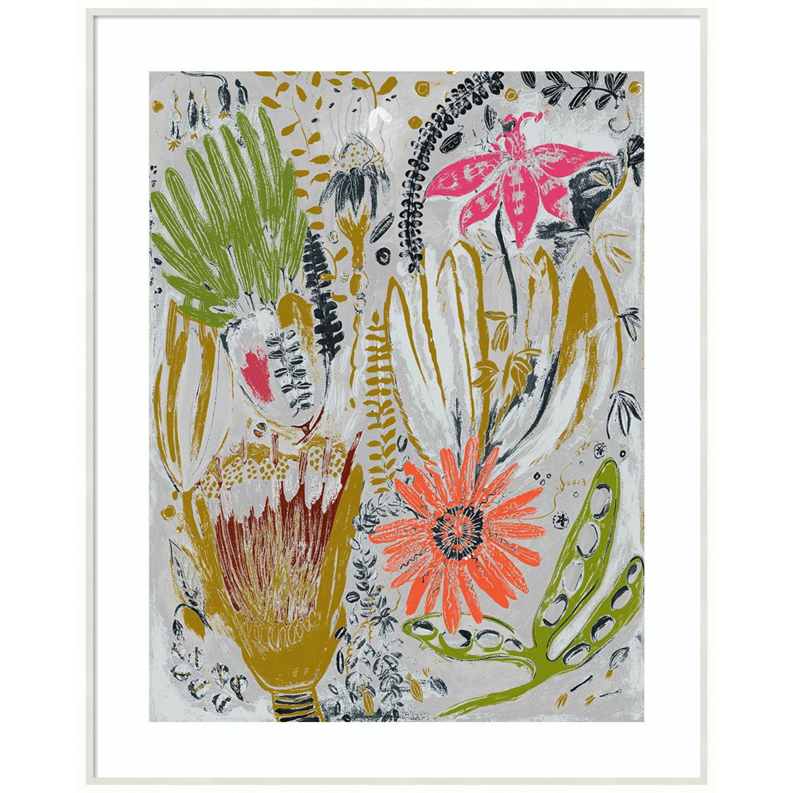 Tropical Blooms by Maya Woods, White, 33" W x 41" H