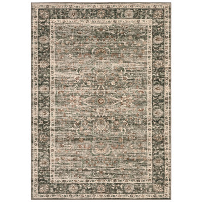 Tapis lavable à la machine Tapis de style rétro Tapis antidérapant réversible lavable à la machine Boho pour salon chambre à coucher beige 8 * 10 pi