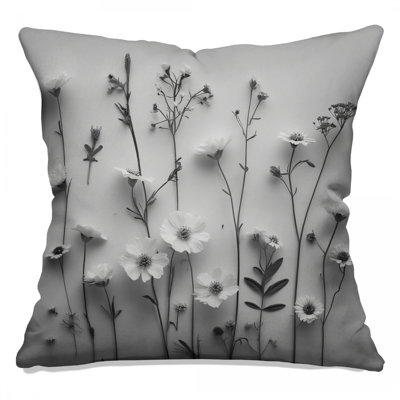 Coussins décoratifs monochromes à motif de fleurs sauvages