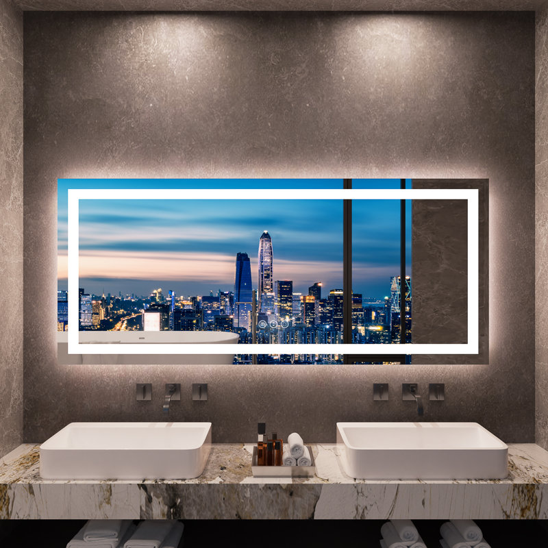 Rectangular Frameless Led Wall Mounted Bathroom Vanity Mirror, 78" x 32"