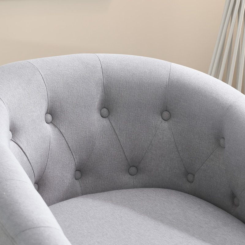  Palopo 29.5" Wide Modern Linen Upholstered Swivel Tufted Recessed Arms Accent Chair (Set of 8), Light Gray Linen