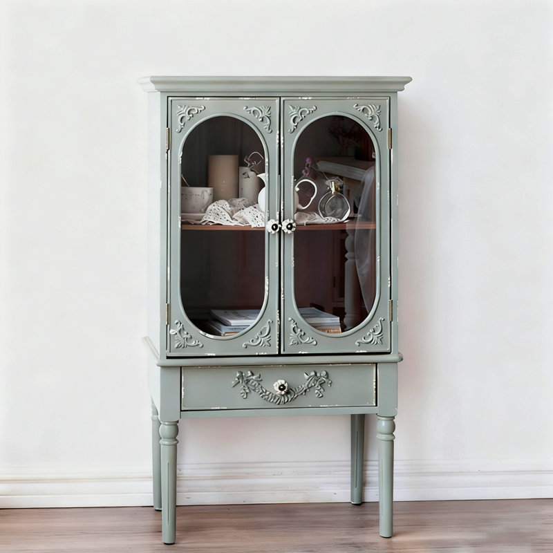 Retro Green Manufactured Wood Accent Cabinet, Green
