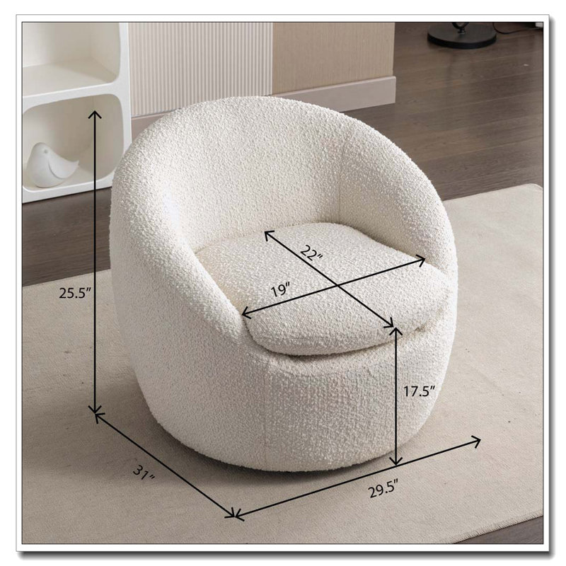 Fauteuil demi-tonneau, pivotant à 360 °, Blanc