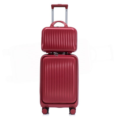 14"/20" 2 pcs/set in ABS Spinner Wheel Luggage, with Combination Lock and Front Opening Design, 14" Cosmetic Case