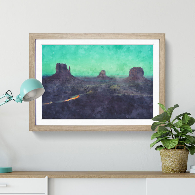 Oljato-Monument Valley - Picture Frame Painting Print, 62cm H x 87cm W x 2cm D, Oak Framed