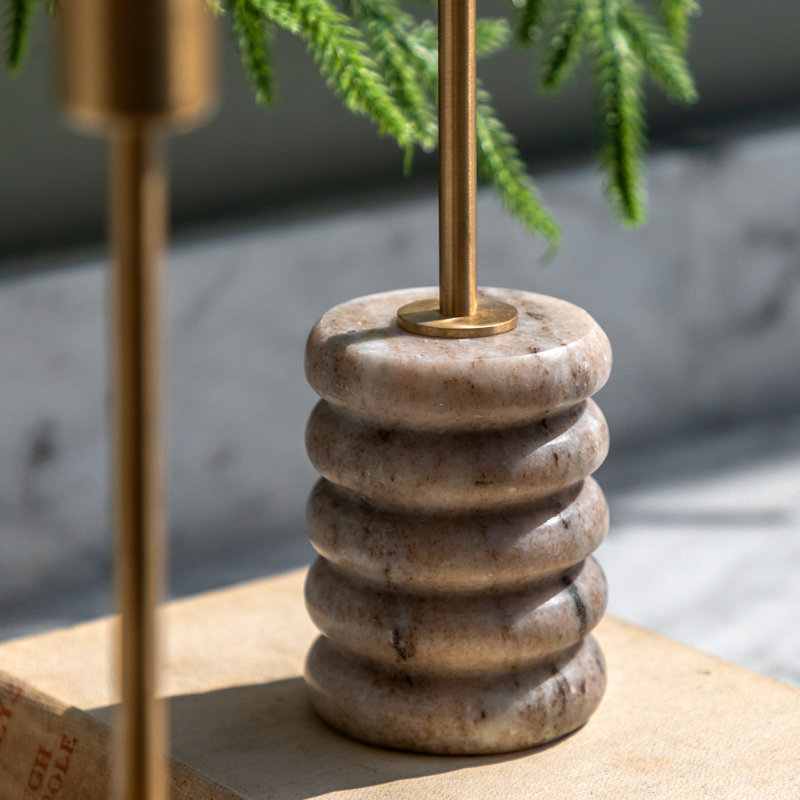 2 Piece Marble Tabletop Candlestick Set