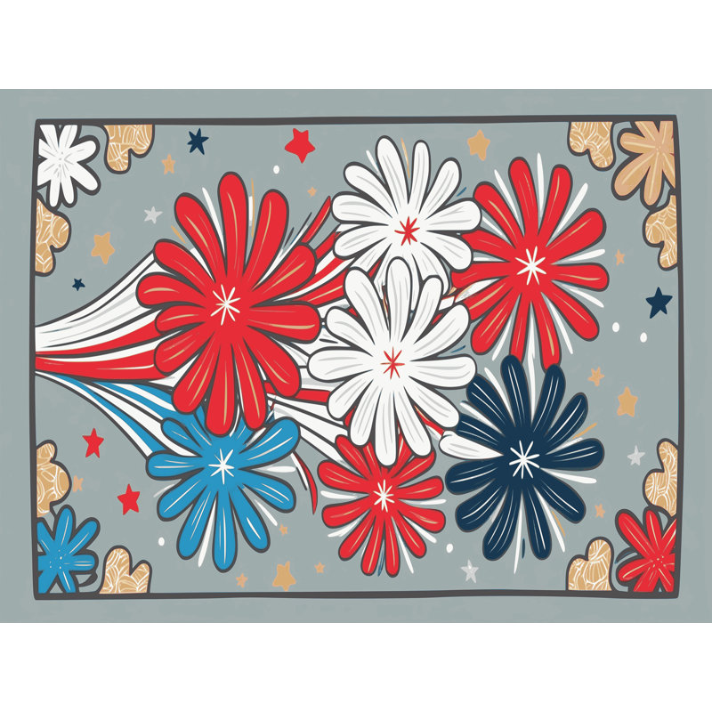 The Holiday Aisle® Indepence Day Firecraker Summer Holiday Rug, Rectangle 3' x 5'