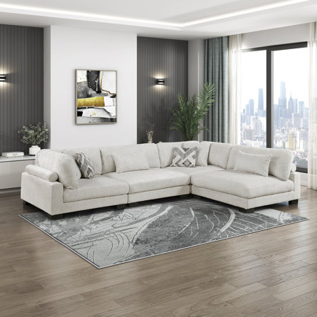 Brinsley 135”W Modern Track Arm Modular Sectional Sofa
