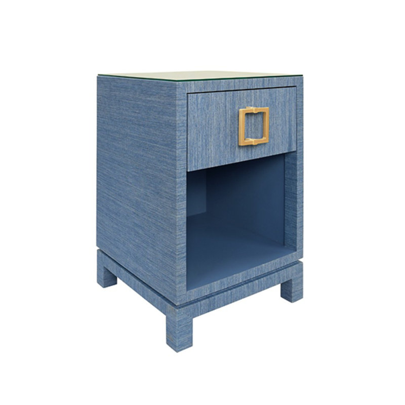 Blair Glass End Table, Blue