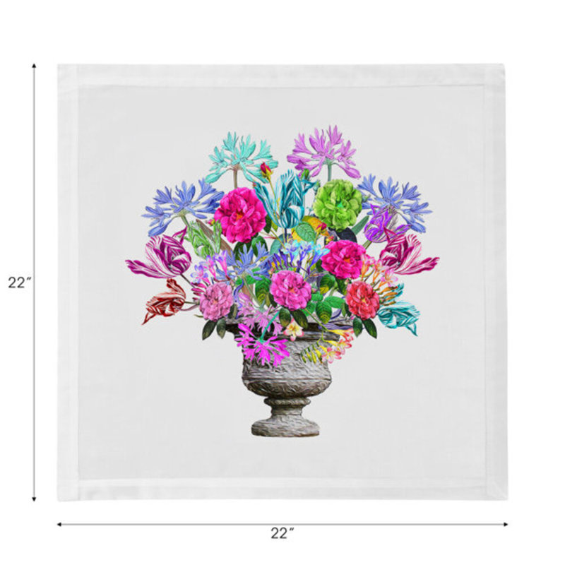 Pistils Large Bouquet Hemstitch 22" Linen/Cotton Napkin