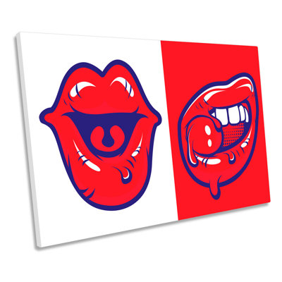Sexy Cartoon Lips Fashion - Wrapped Canvas Art Prints