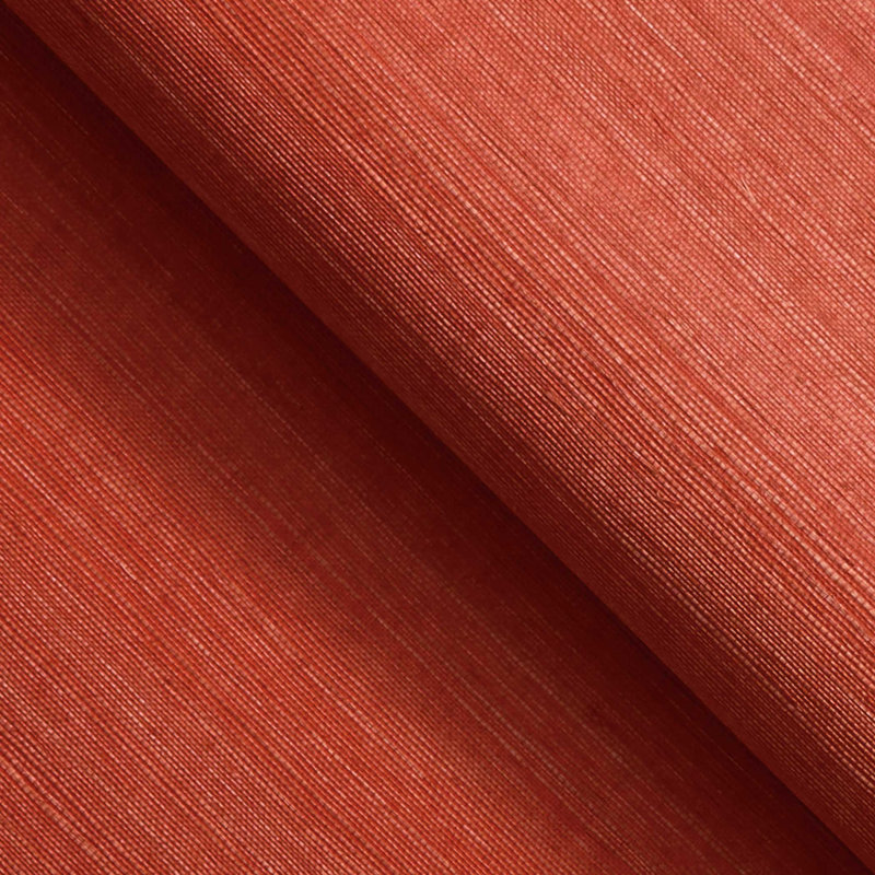 Sisal Monochromatic Authentic Grasscloth Wallpaper, Deep Coral Red