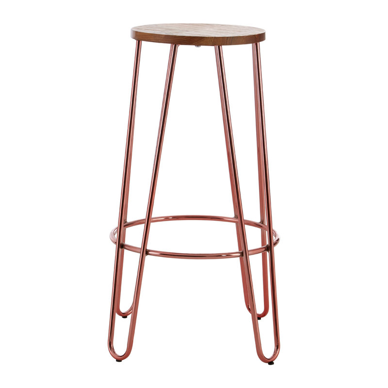 McMahon Counter Stool with Metal Frame, Rose Gold