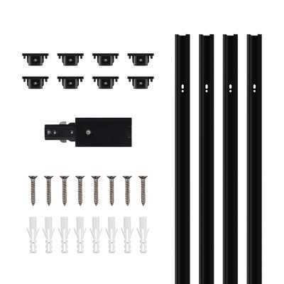 H Track Rail Kit, 4" H Type Track Light Rails+End Caps+Live End Feed Connector