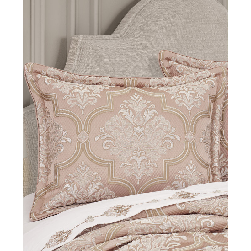 King Blush Reversible Polyfill Comforter Set with Gathered Embellishment