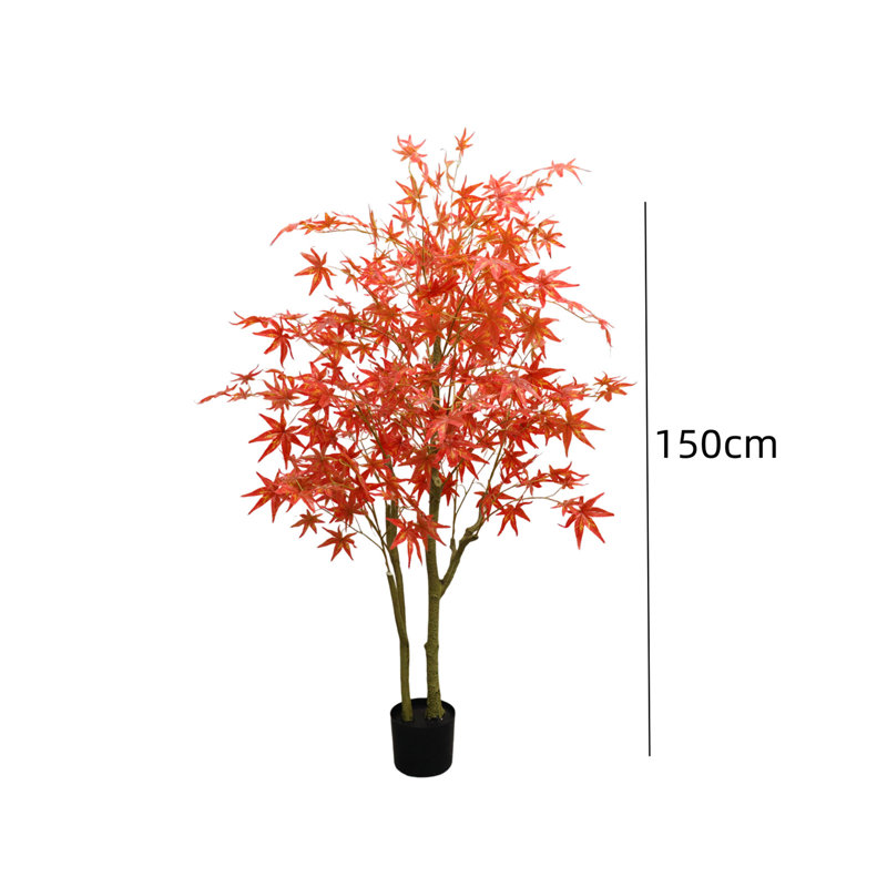 Érable artificiel 4 pi / 5 pi / 6 pi, plante d'érable automnal en soie douce avec pot en plastique, pour la décoration du salon