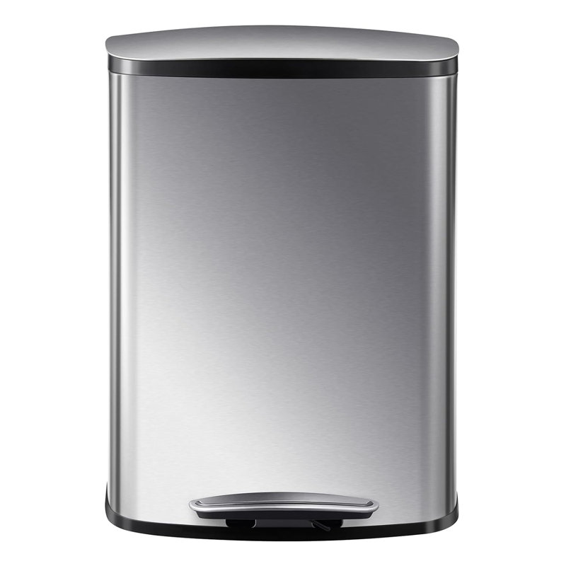 Poubelle à pédale 13,2 gallons (50l) en acier inoxydable - Pédale à fermeture douce, poubelle rectangulaire brossée résistante aux taches
