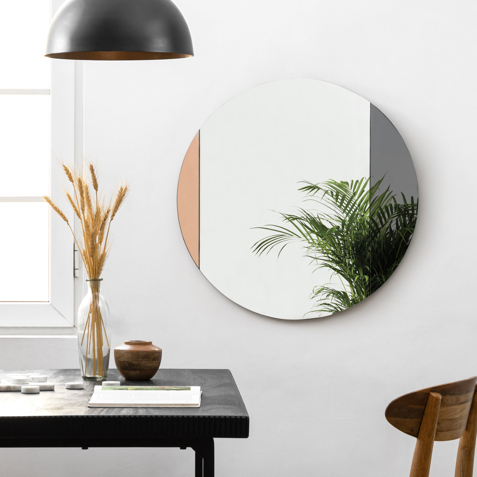 Namaste Accent Mirror, 29.5" x 29.5", Rose Gold, Smoke