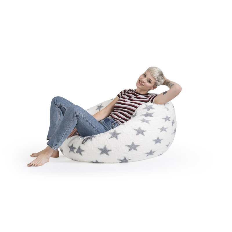 Fauteuil à billes et chaise longue Fluffy Star, 100 % polyester blanc