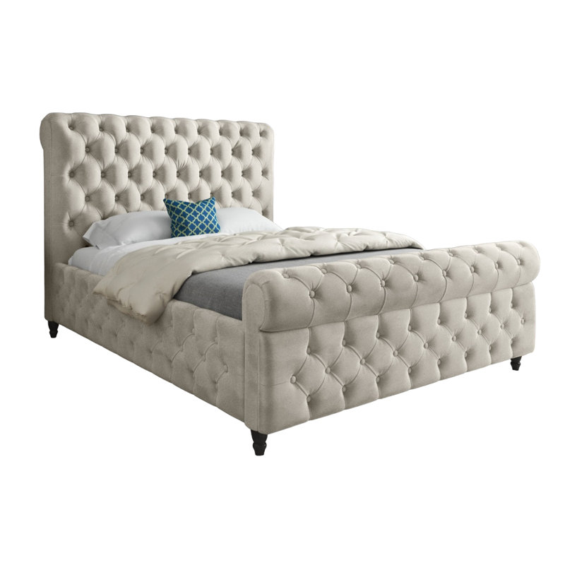 Aleesha Upholstered Bed, Small Single (2'6), Beige