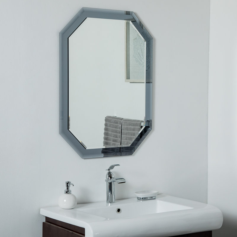 Miroir de salle de bain biseauté Aydien, Gris