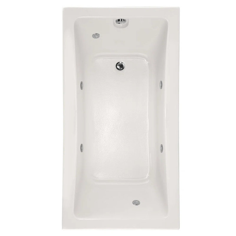 Baignoire en acrylique à combinaison encastrés 60 "x 32" designer, Blanc, Chrome poli