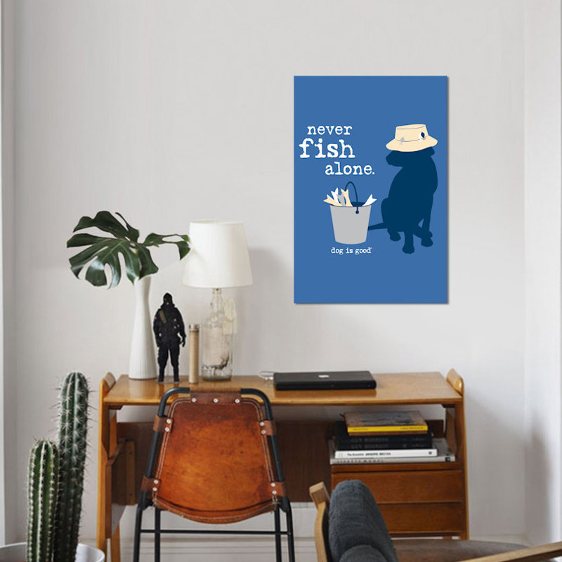 « never fish seule », reproduction d’impression sur toile, H 18 po x l 12 po x P 1,5 po, Toile tendue, Pas de tapis
