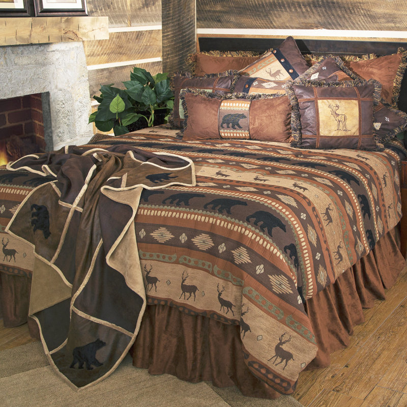 Queen Brown Microfiber Rustic Bed in a Bag Set
