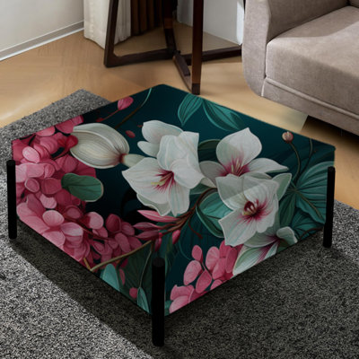 Motif exotique de vignes exotiques - Grand repose-pieds carré tropical