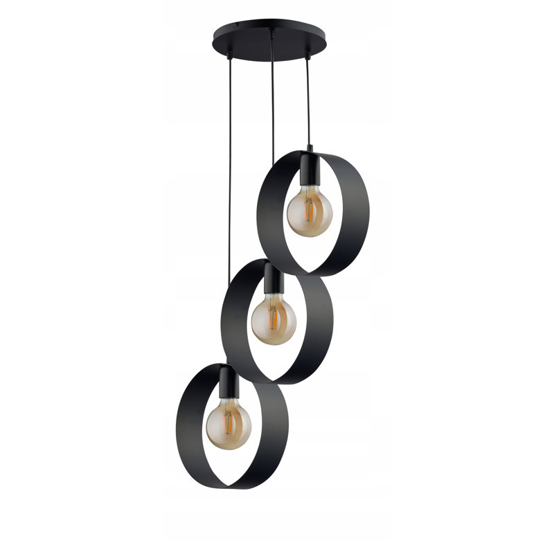 3 - Light Painted Steel Pendant, Black