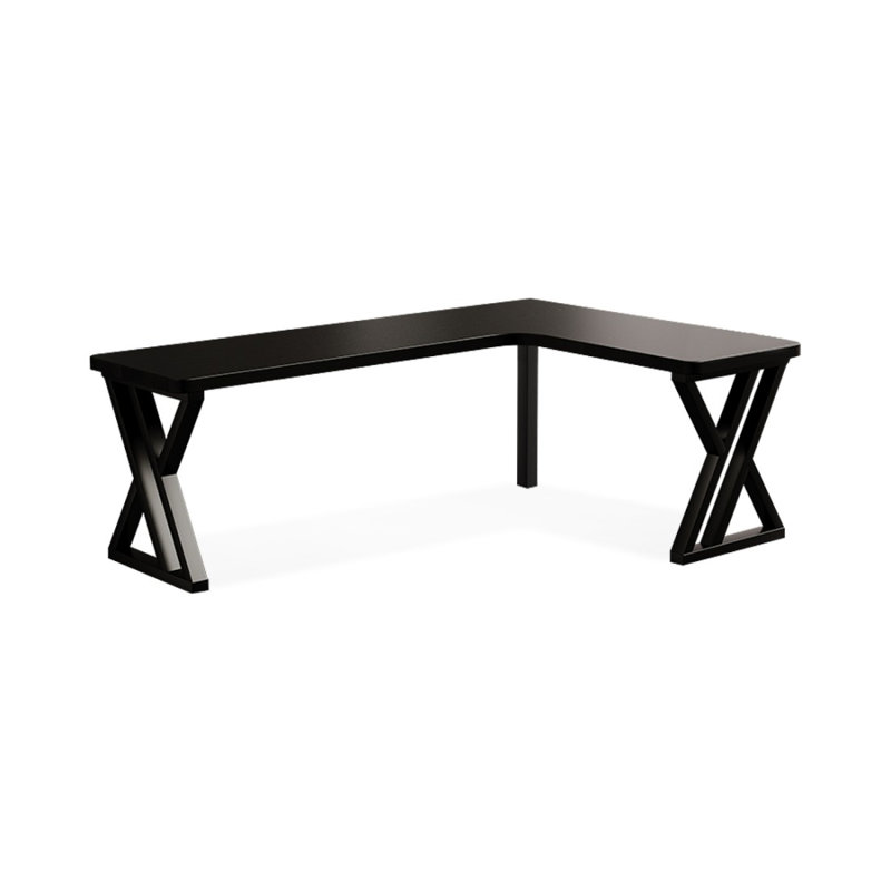 Bureau d'écriture rectangulaire en bois massif noir, H 29,53 po x l 86,61 po x P 55,12 po, Orienté à droite