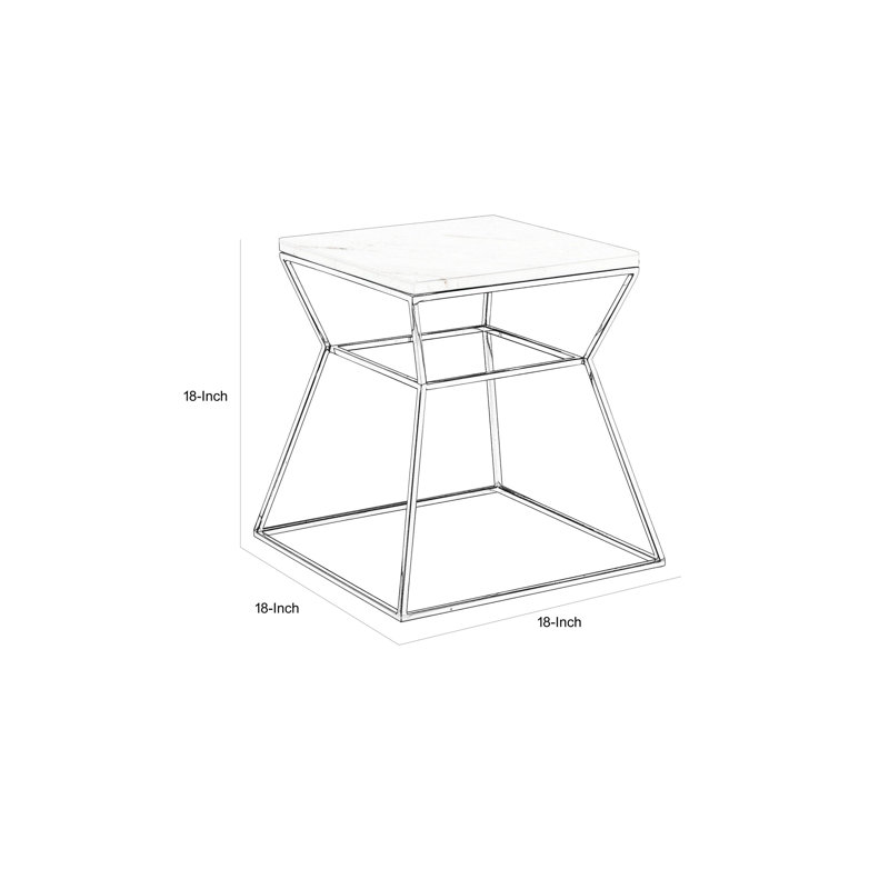 Lio Marble Top End Table, Black, Silver