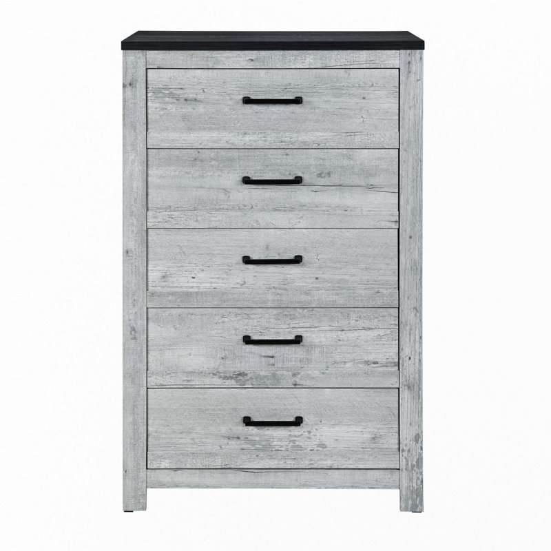 Ensemble de chambre à coucher 5 pièces, Gris délavé, Grand