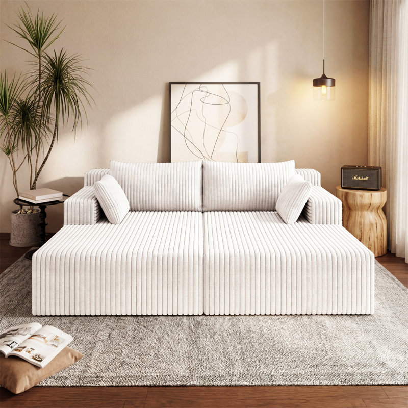 Canapé modulaire avec méridienne Cloud, Blanc