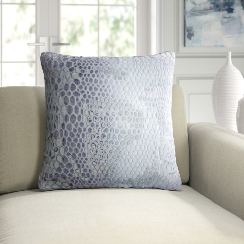 Snakeskin Square Velvet Pillow Cover & Insert, Square  22"H x 22"W, Moonstone