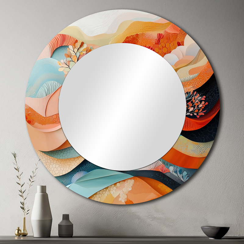 Abstrait corail vagues océaniques de l'éternité I - art mural miroir moderne - imprimé sur métal, 36 po x 36 po