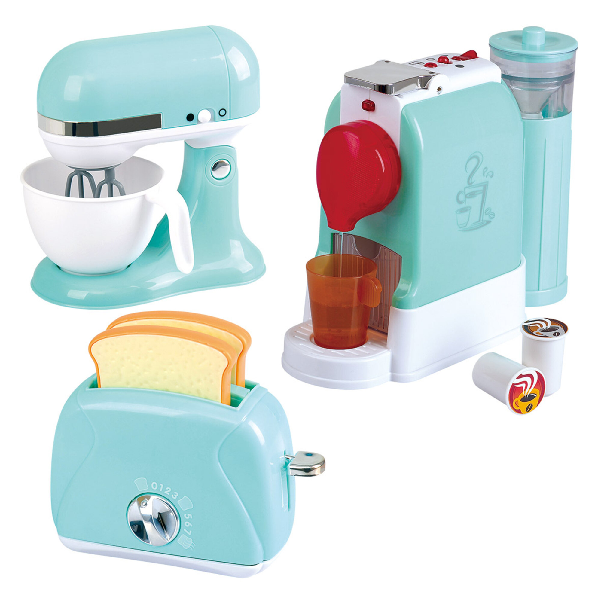 Mini Household Appliances Kitchen Toys Pretend Play Set with Coffee Maker  Blender Mixer and Toaster for Kids Boys Girls Gifts