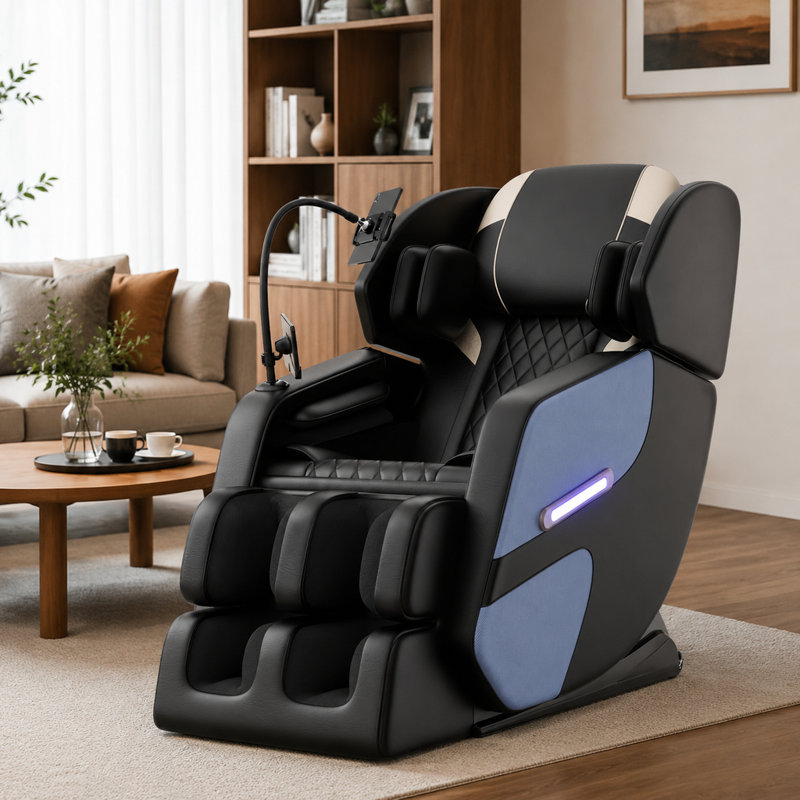 Fauteuil de massage inclinable de massage de 28,13 pouces de large, mode zéro gravité, massage profond du corps, Blue