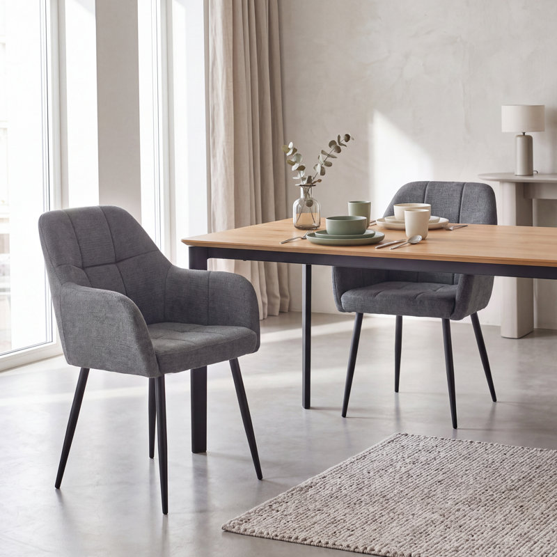 Chenille Fabric Dining Chair, Dark Grey