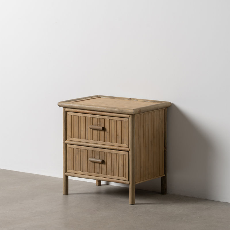 48cm W Bamboo / Rattan Bedside Table