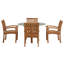 5 Piece Teak Wood Dining Set Including 47" Round Half Moon Table & 4 Abacho Arm Chairs