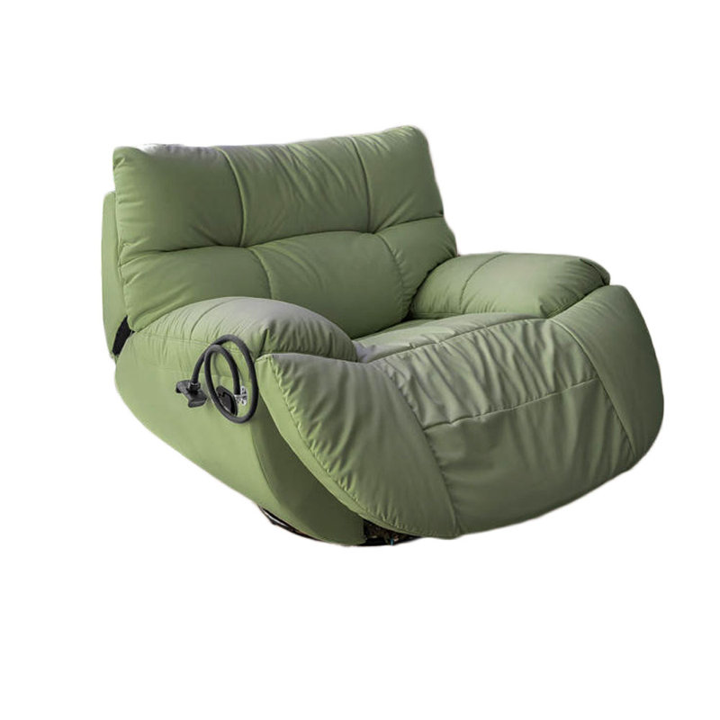 Minisci Faux Leather Recliner, Light Gray Faux Leather