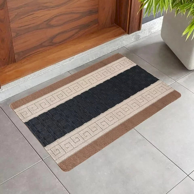 Non-Slip Black-Beige Indoor Area Rug – Washable Large & Small Door Mat, Hallway, Bedroom & Kitchen Floor Mat